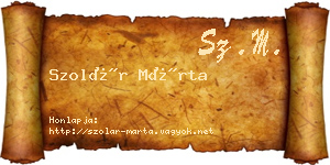Szolár Márta névjegykártya